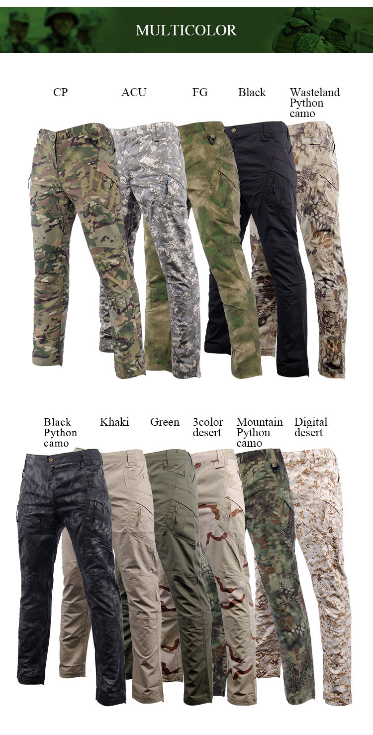 Custom IX9 waterproof quick dry Camo waterproof pants tactical pants gear men cargo pants