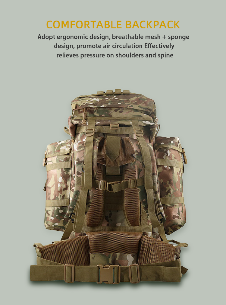 Custom Nylon Large capacity 80L Waterproof Sports Gym Outdoor Hunting Trekking Tactical Bags military Backpack