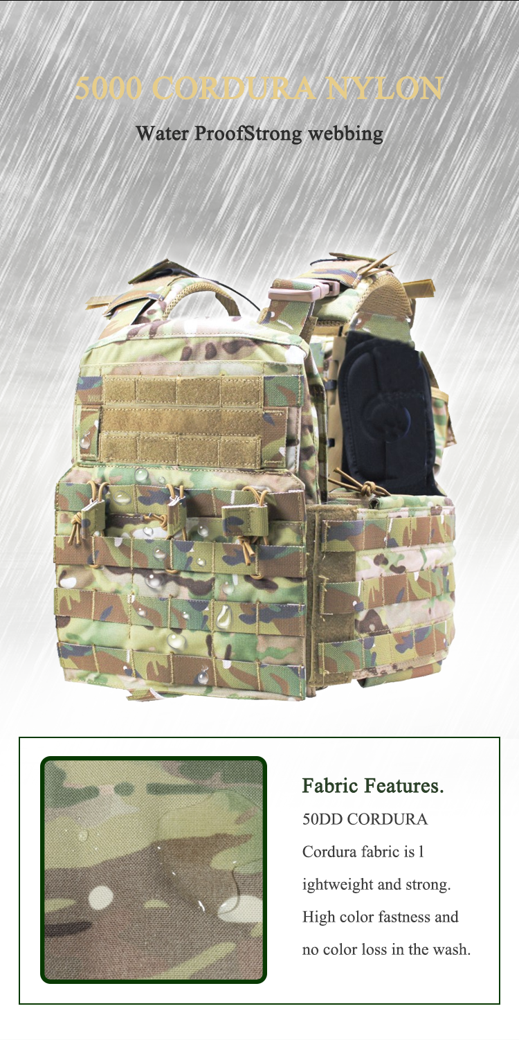 Custom 500d Nylon Plate Carrier Combat Molle Quick Release System Fast Adjust Military Style Tactical Vest