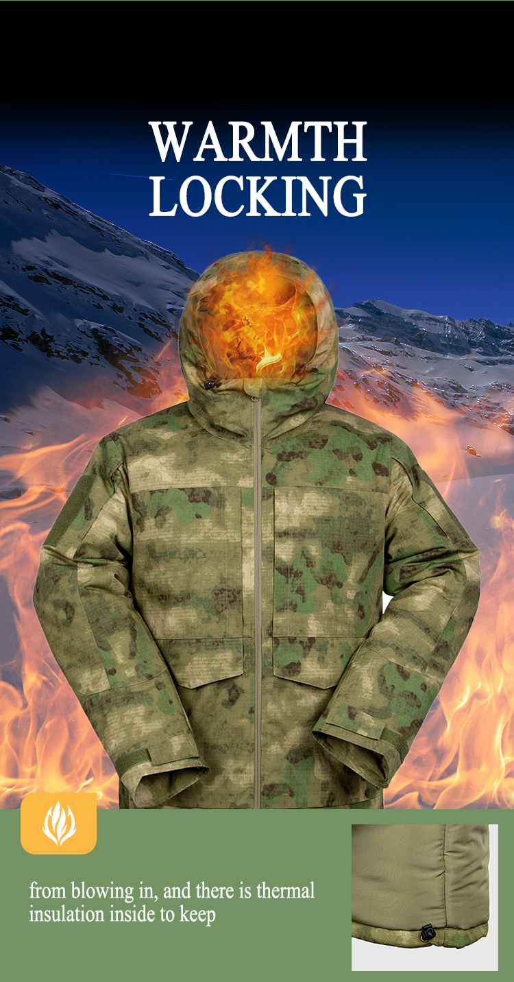 Winter Waterproof Warm Wear Resistant Mens Camo Tactical Padded Bubble Down Puffer militray Jacket