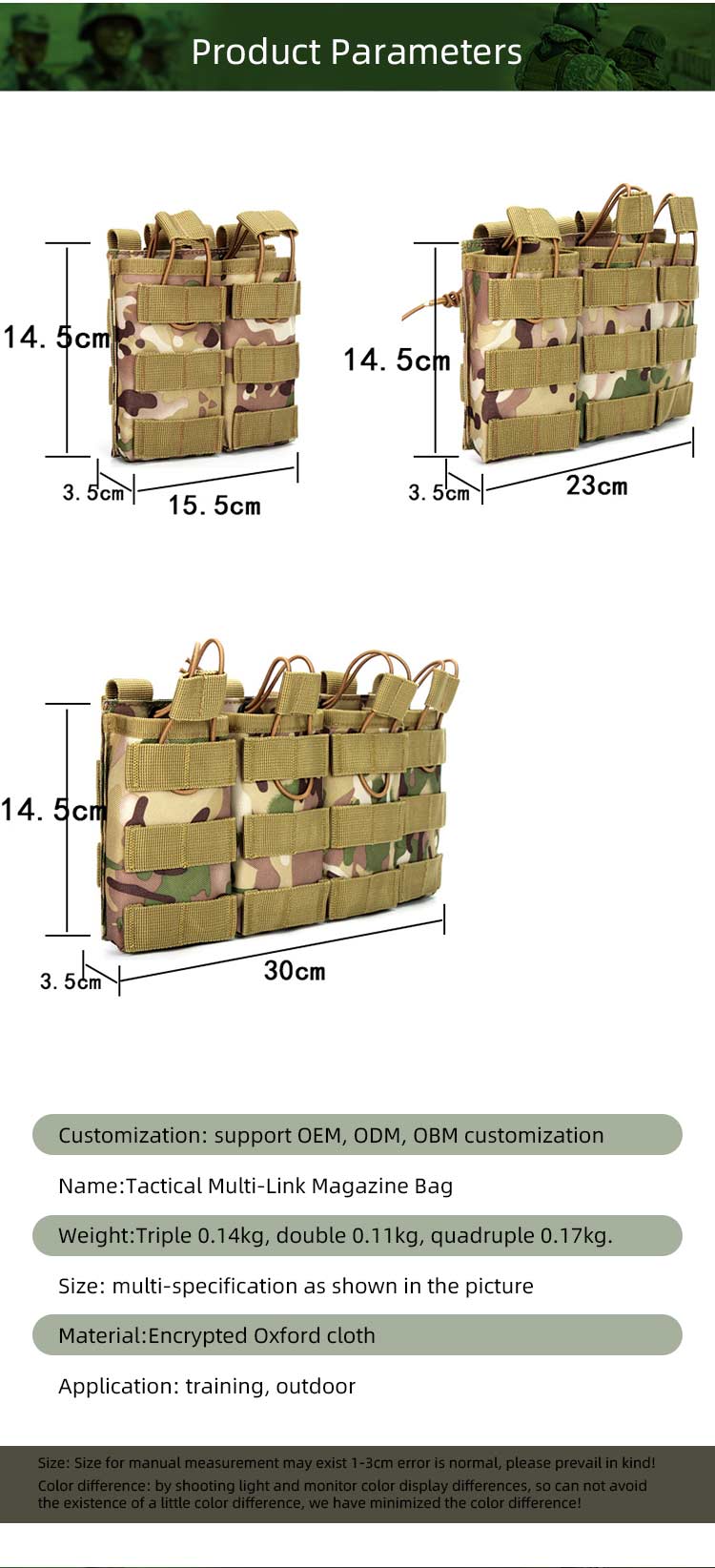 Outdoor Sport Molle Pouch Triple Double Single Quadruple Storage Intercom Magazine multiple pocket Tactical mini Bag