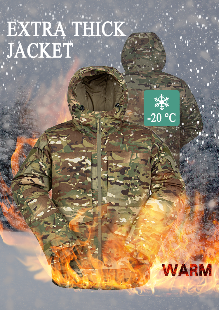 Winter Waterproof Warm Wear Resistant Mens Camo Tactical Padded Bubble Down Puffer militray Jacket