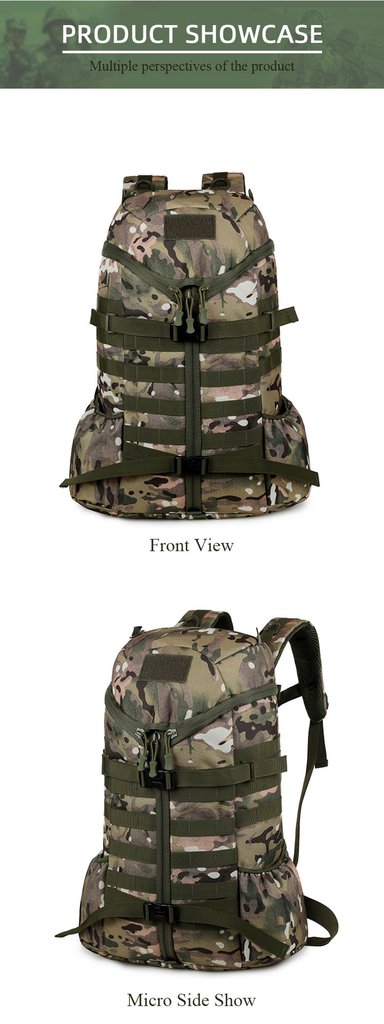 Custom 3p Camo Hiking Cross Country Sports Outdoor Mountaineering Tactical military Backpack