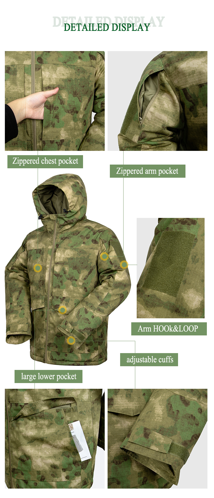 Winter Waterproof Warm Wear Resistant Mens Camo Tactical Padded Bubble Down Puffer militray Jacket