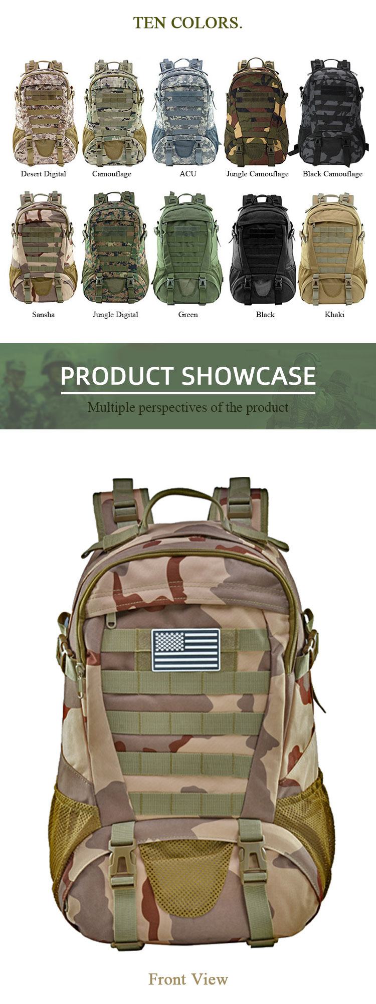 Custom Nylon Waterproof Sports Gym Outdoor Hunting Trekking Tactical Bags military Backpack