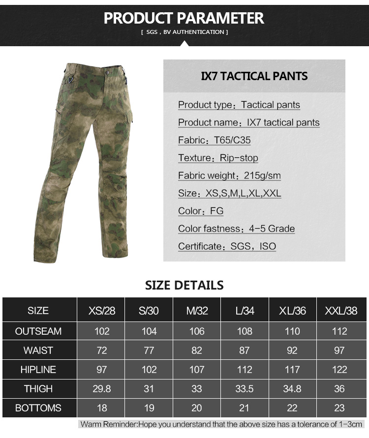 Wholesale IX7 Waterproof Quick Dry Militray Pants Camo Mens Tactical Cargo Pants