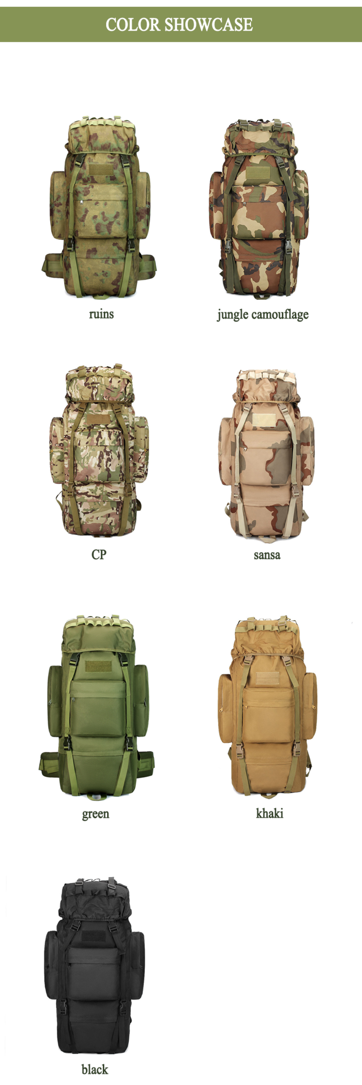 Customized large capacity tactical backpack