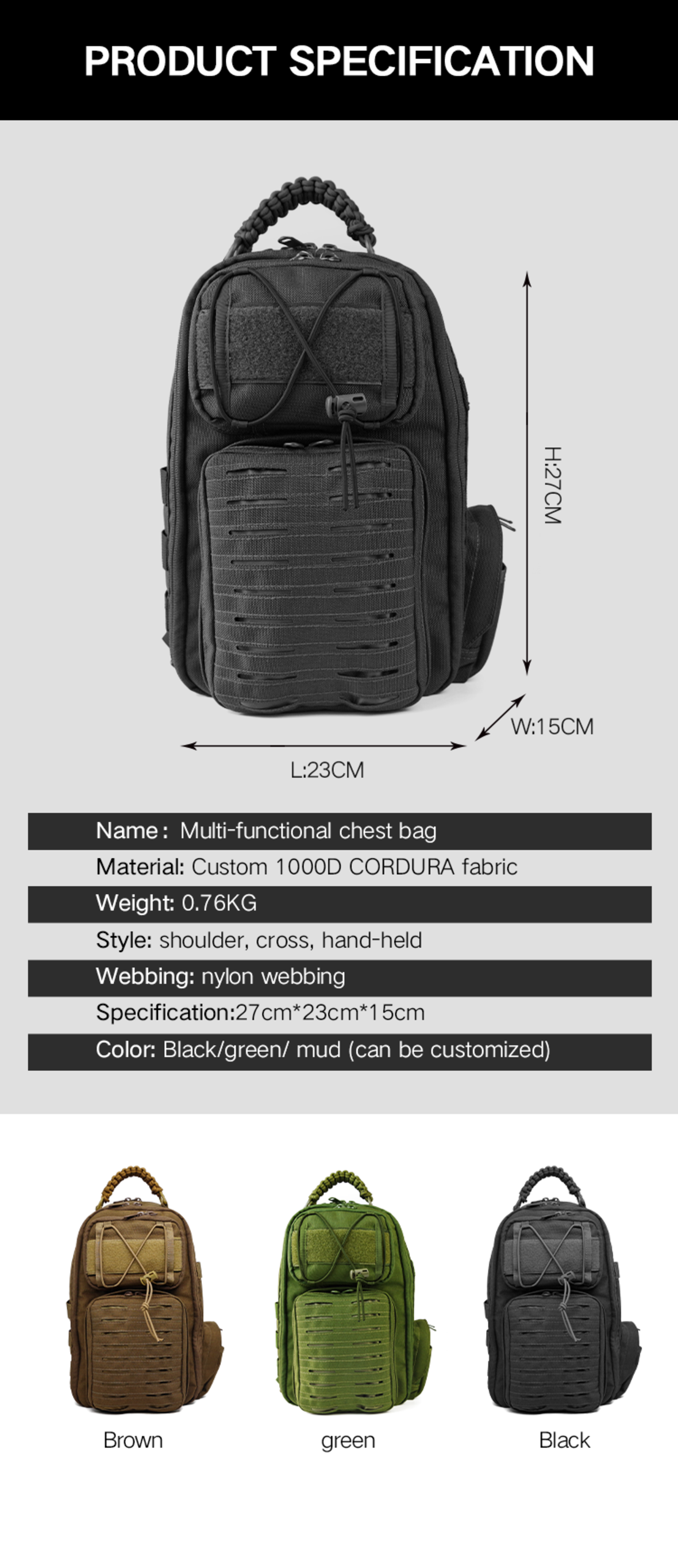 Multifunctional Tactical Crossbody Bag