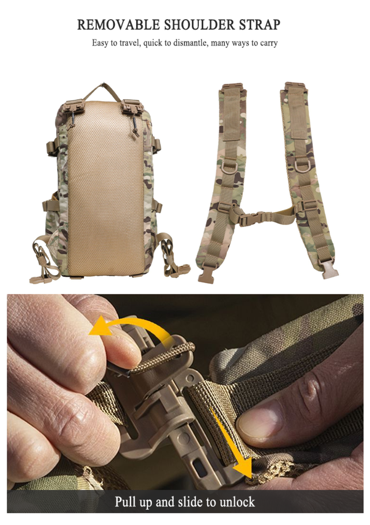 Tear-resistant and water-repellent camouflage tactical backpack