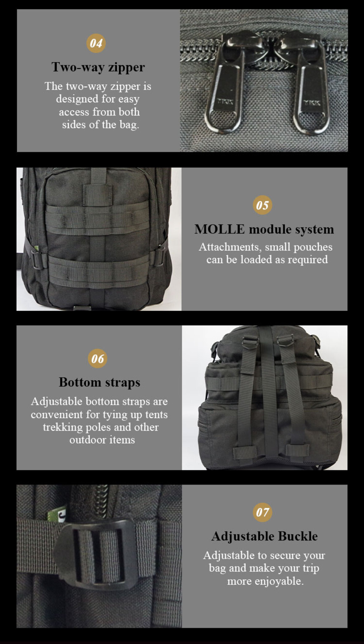 3P Black Tactical Backpack