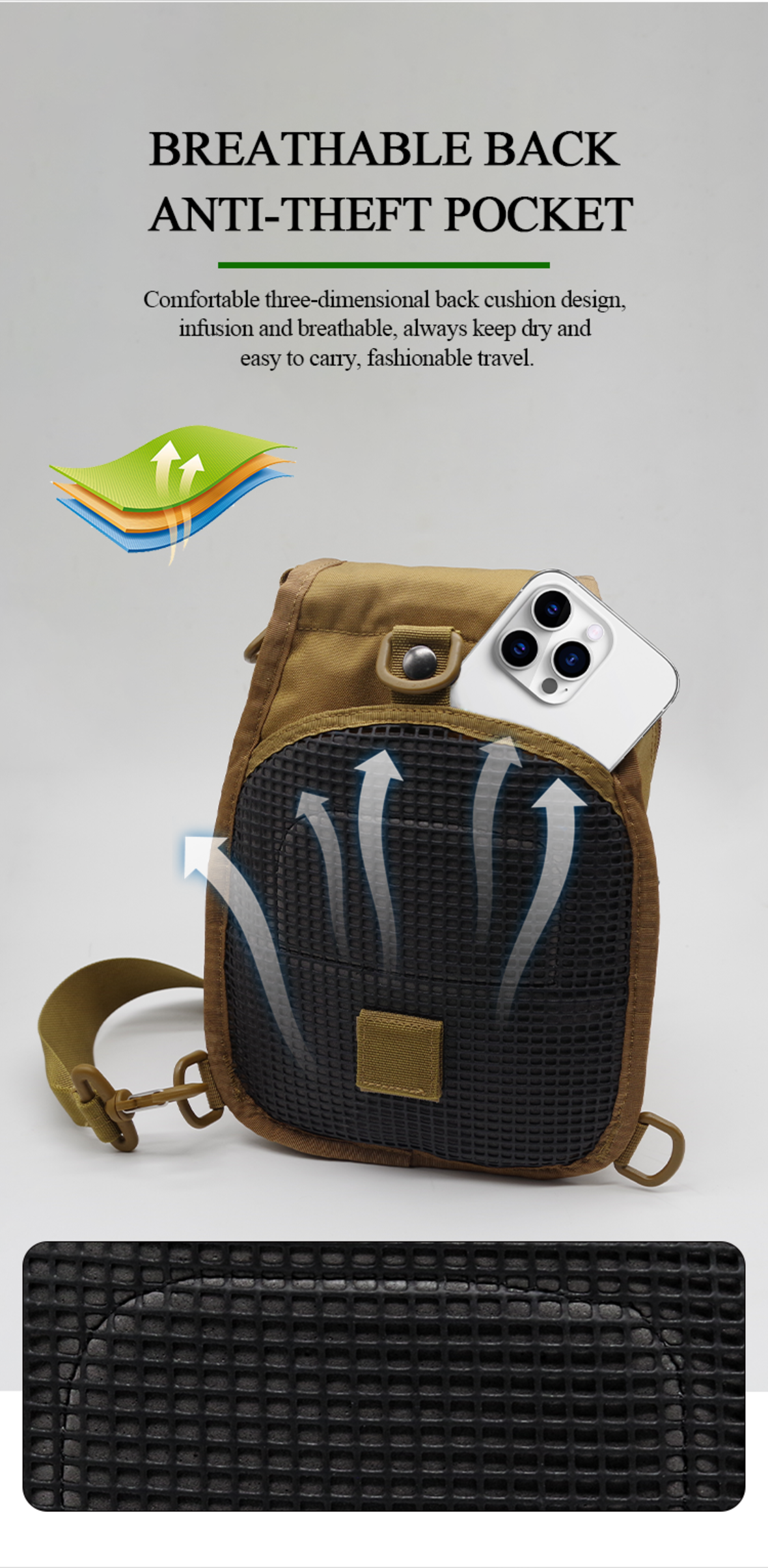 High-end Multifunctional Brown Tactical Crossbody Bag