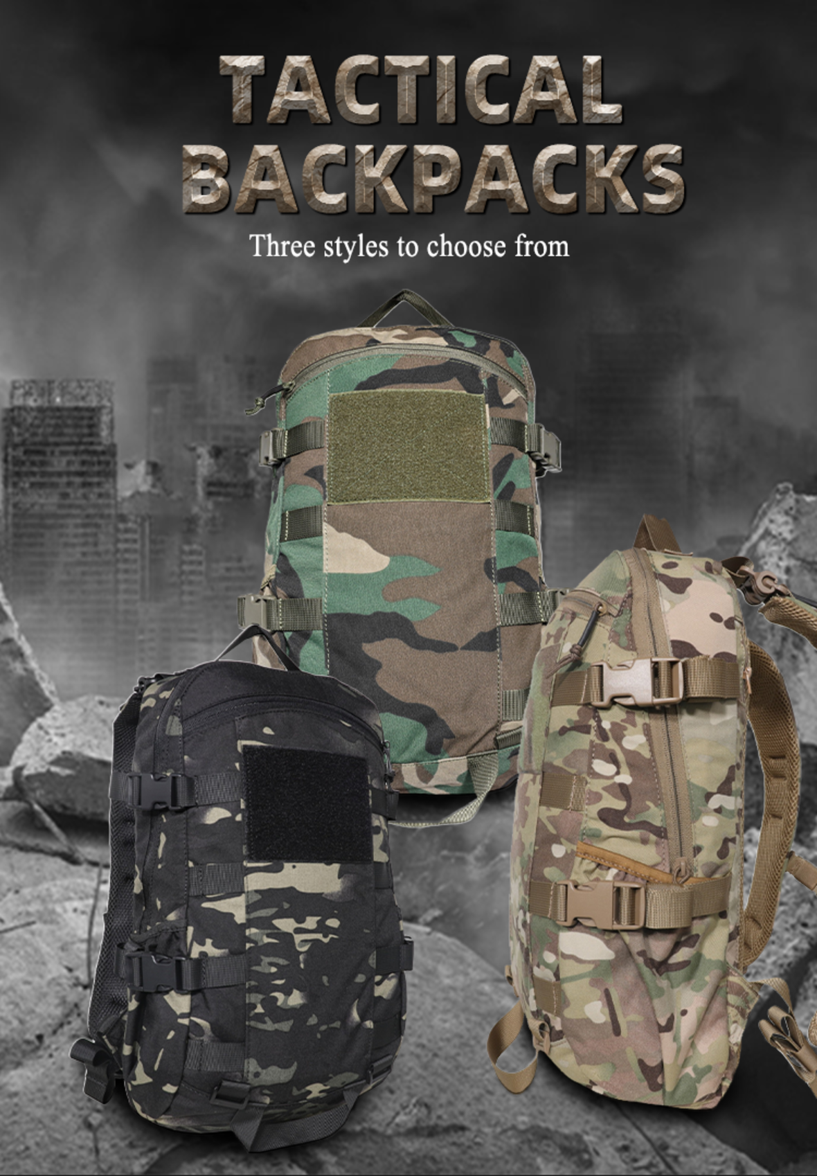 Tear-resistant and water-repellent camouflage tactical backpack