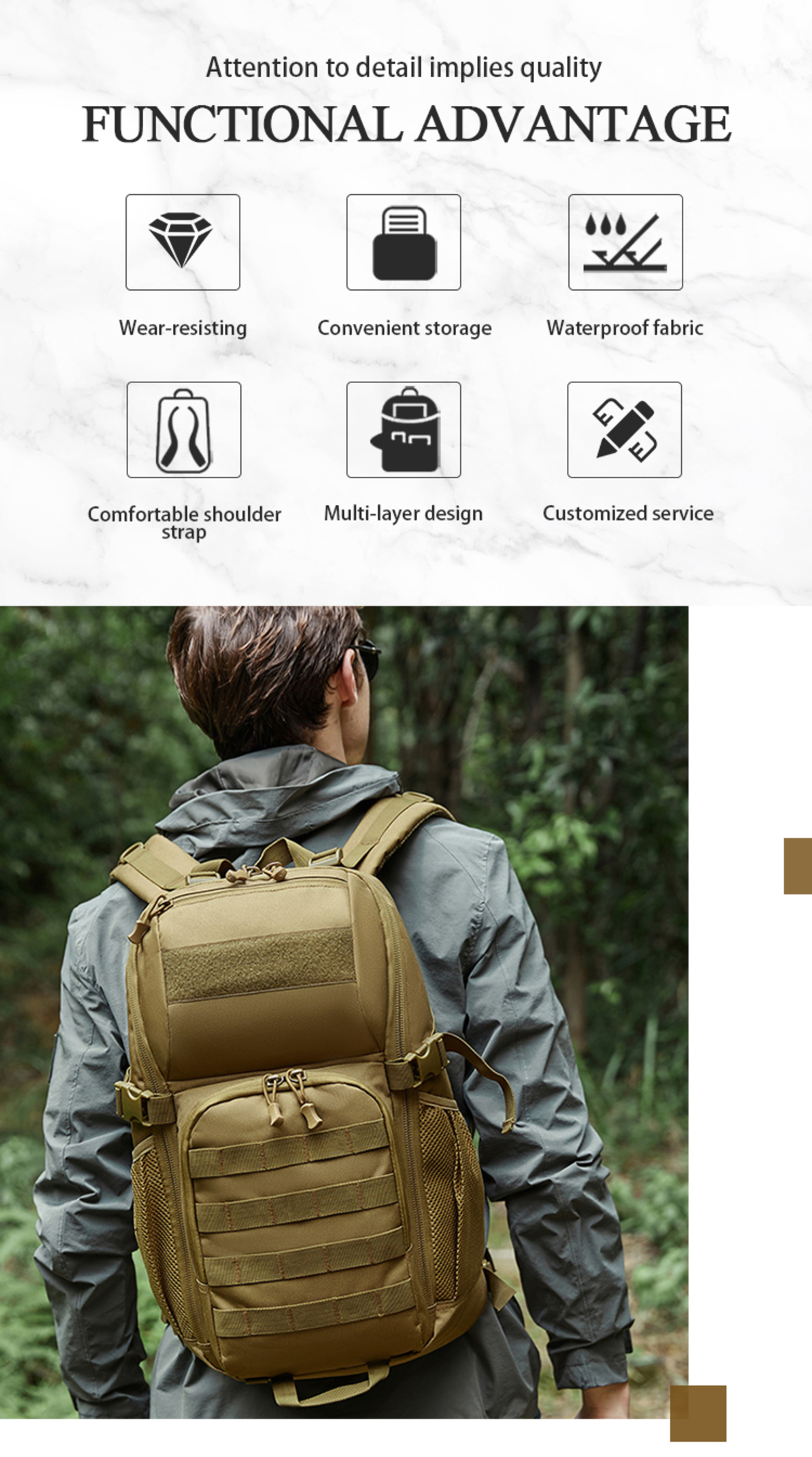 Outdoor large capacity backpack tactical assault backpack