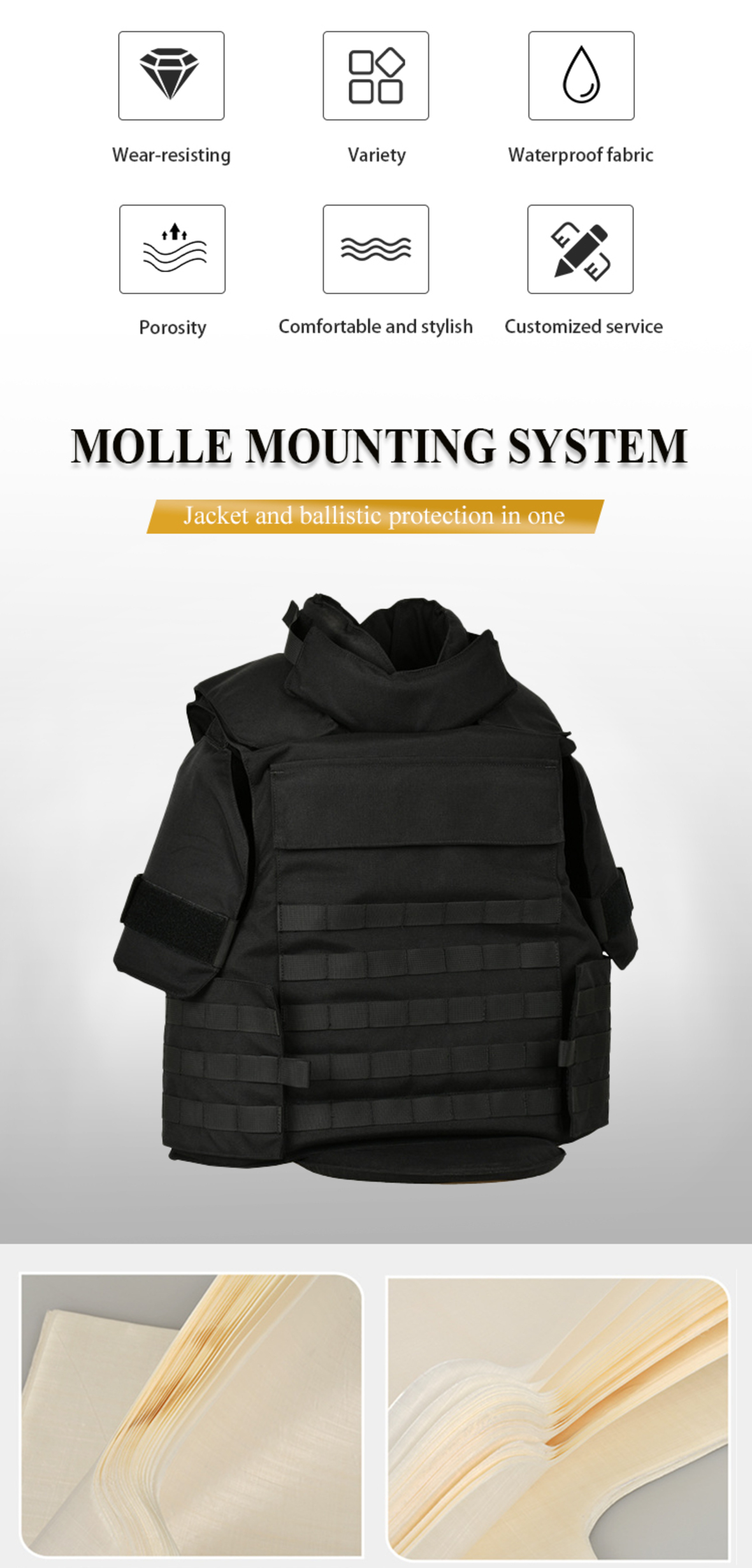 A3 PE full protection bulletproof tactical vest