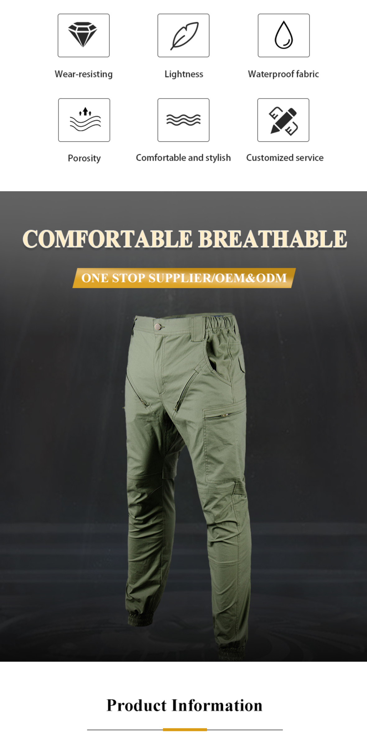 P013 Waterproof Work Pants with Cuffs