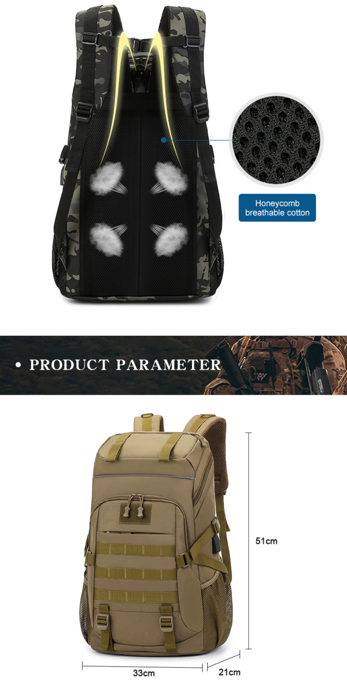 Travel backpack with USB port