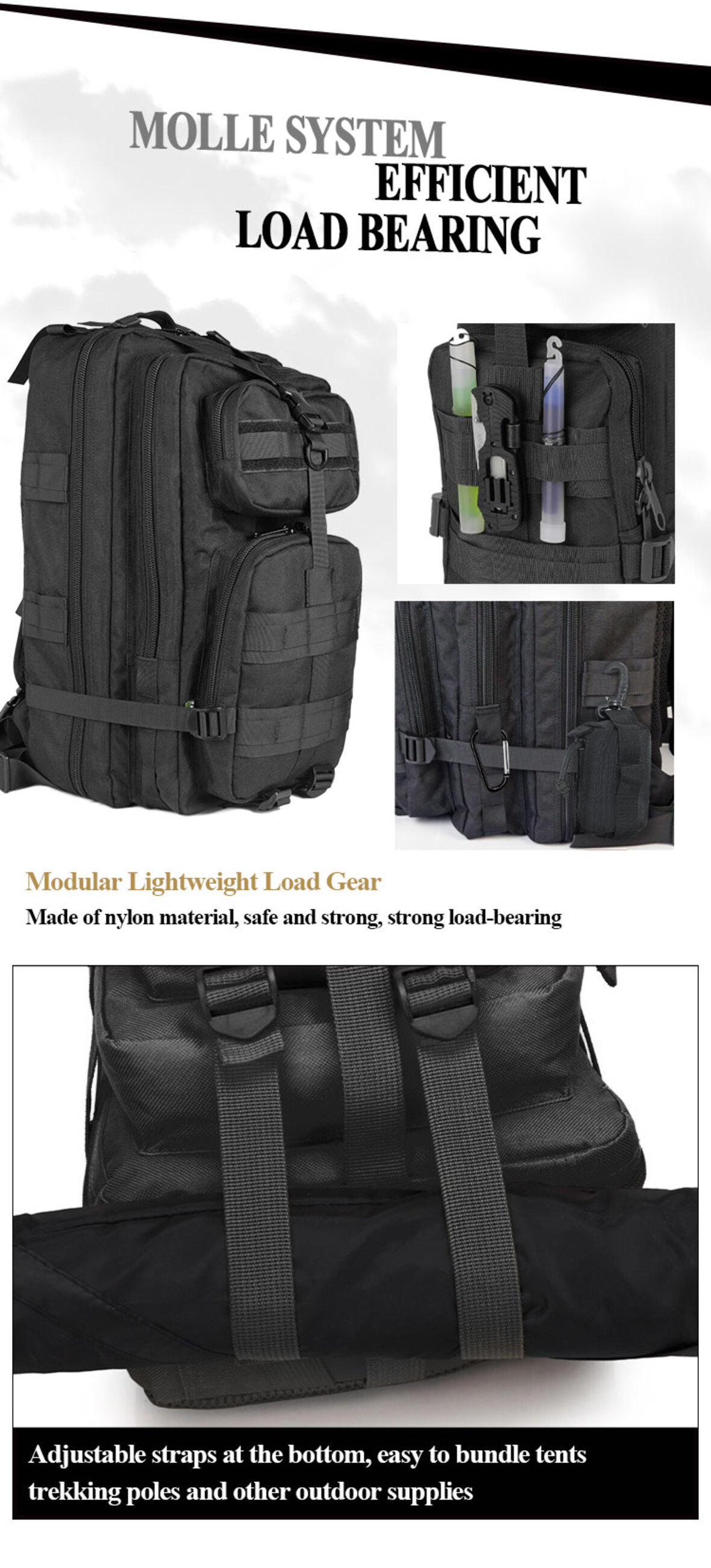 3P Black Tactical Backpack