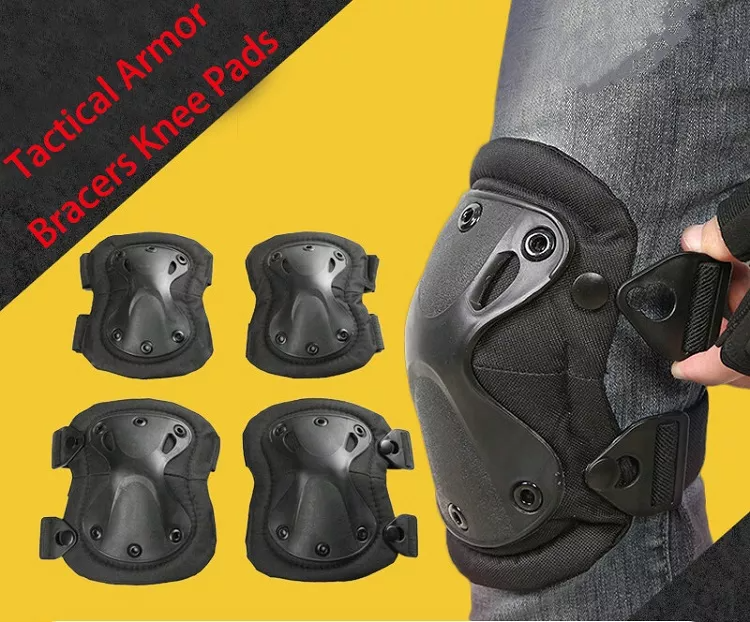 Outdoor Tactical Combat Knee Elbow Protective Pads Guard Set