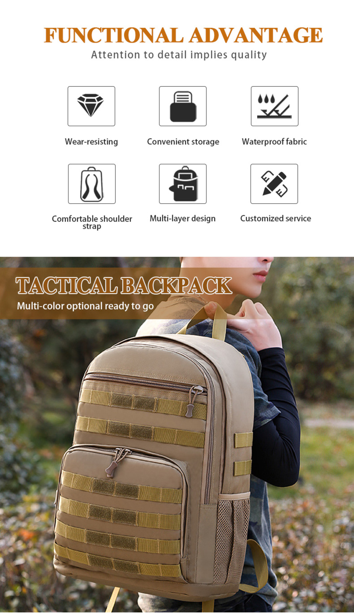 Outdoor hiking tactical backpack