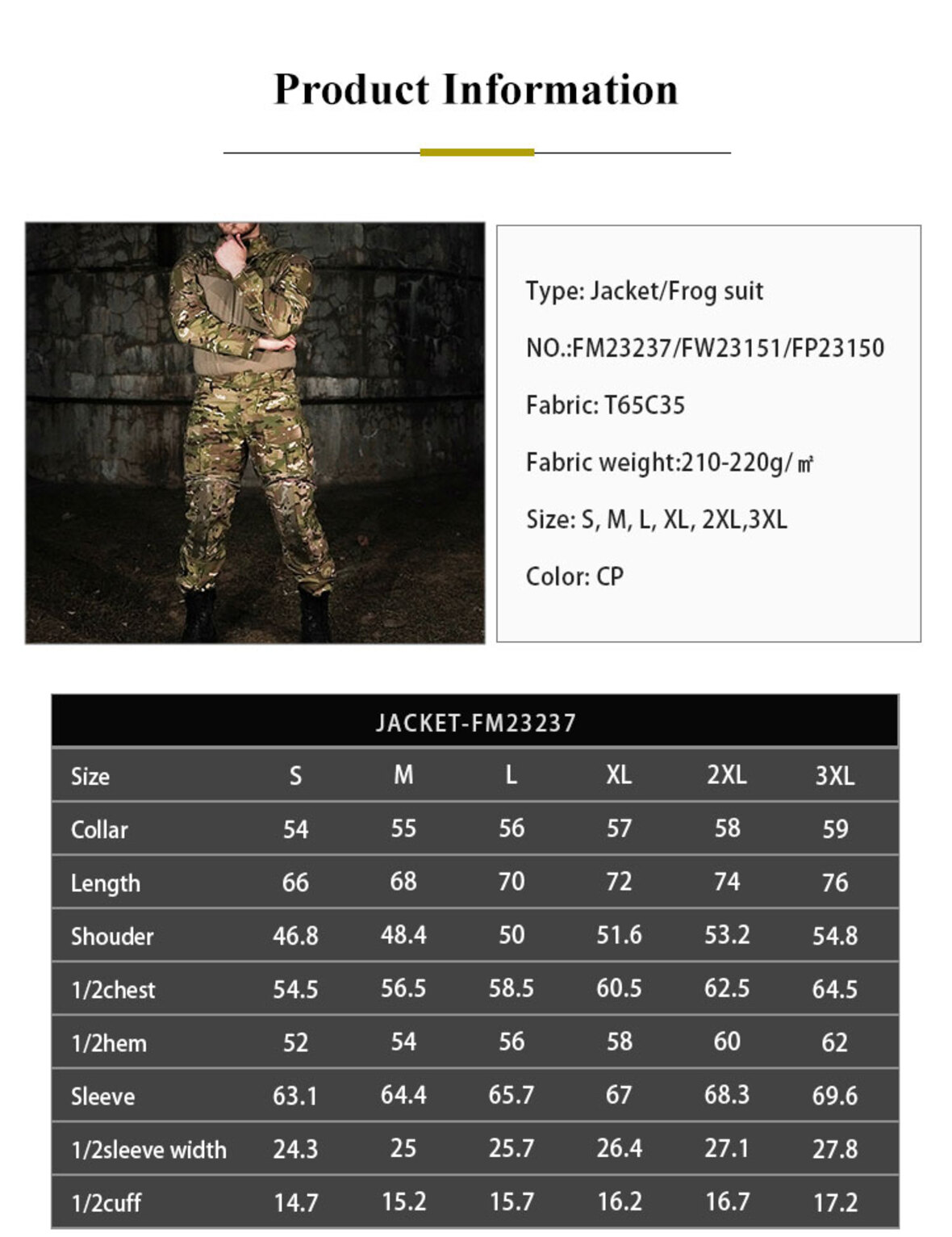 Camouflage AK uniform three-piece set