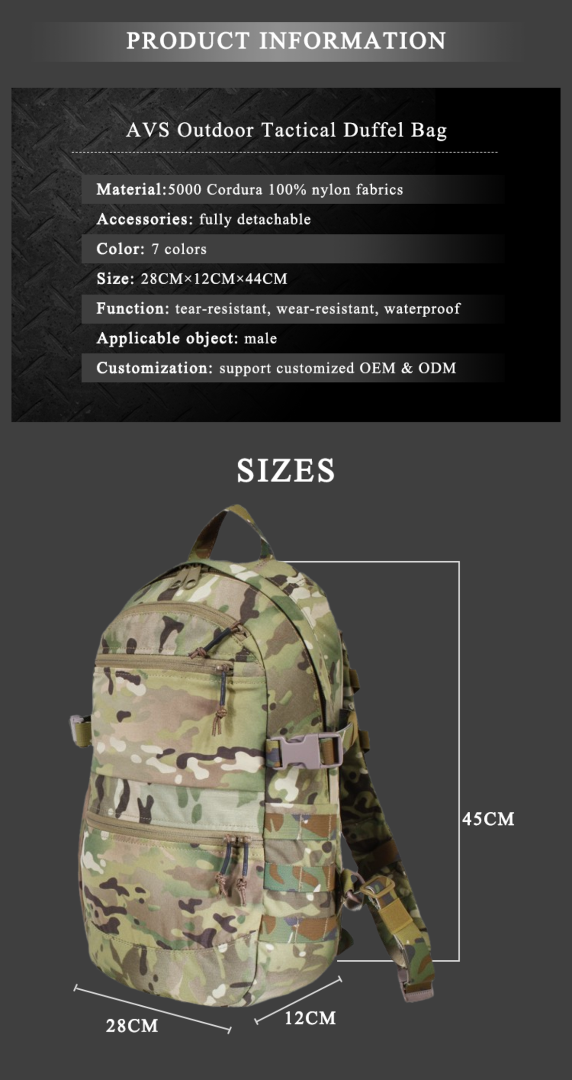 AVS Outdoor Tactical Training Backpack