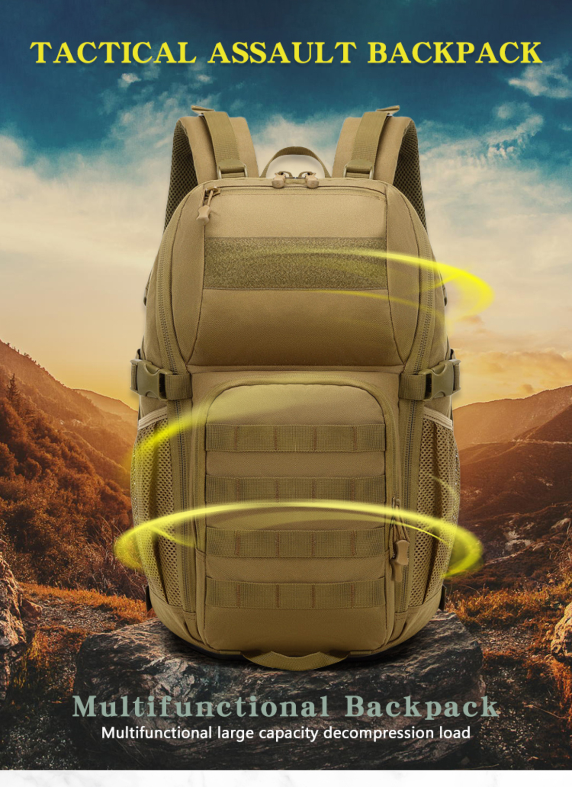 Outdoor large capacity backpack tactical assault backpack