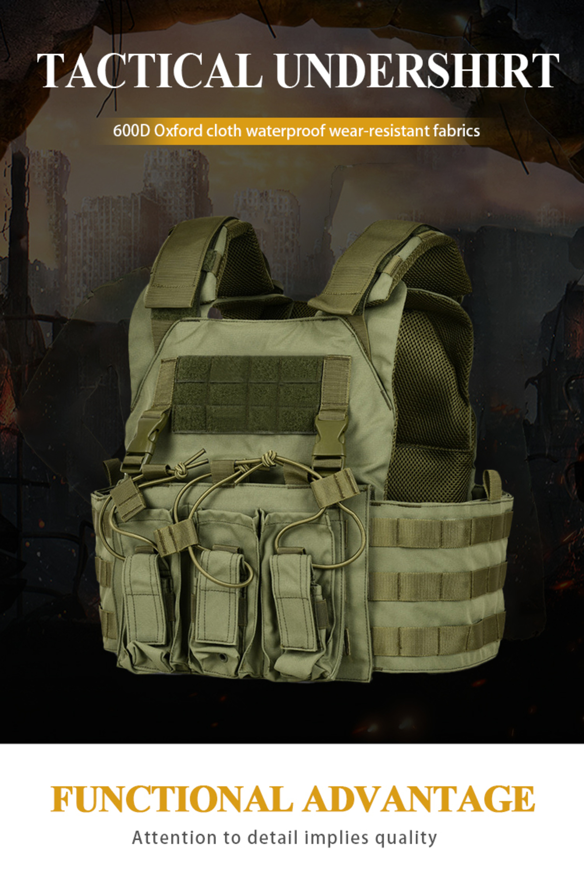 Customized nylon military green tactical vest