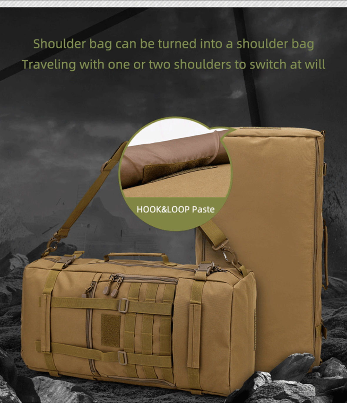 A bag that switches between one and two shoulders