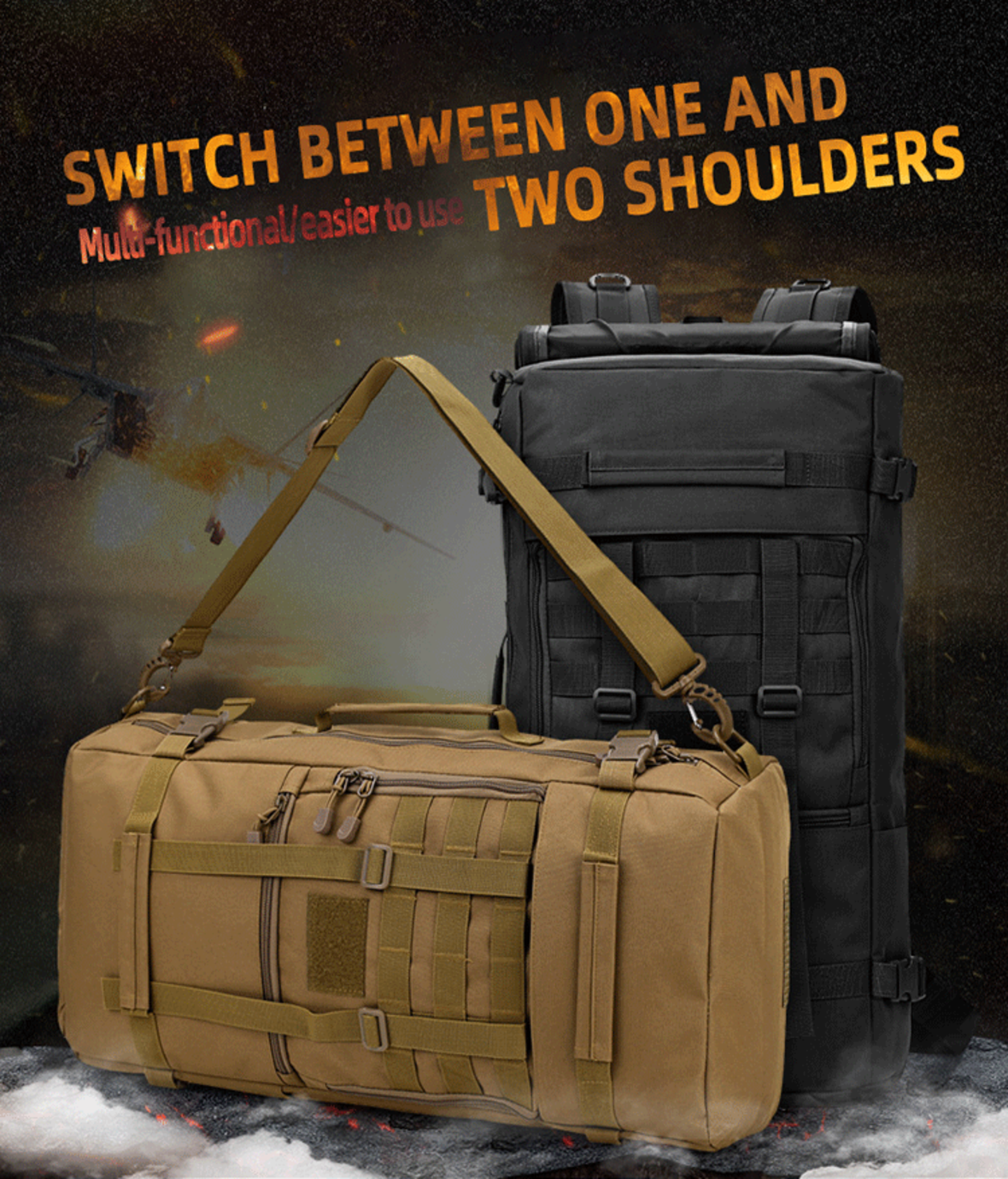 A bag that switches between one and two shoulders