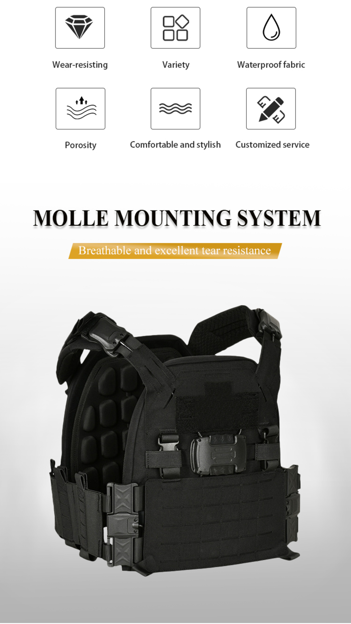 Custom wholesale MOLLE combat vest