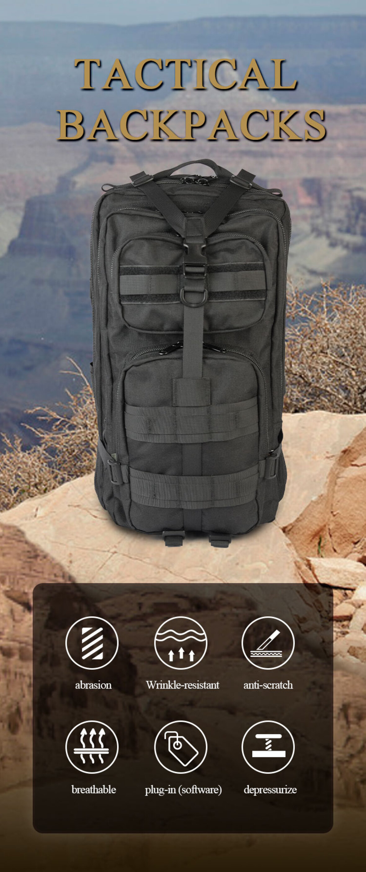 3P Black Tactical Backpack