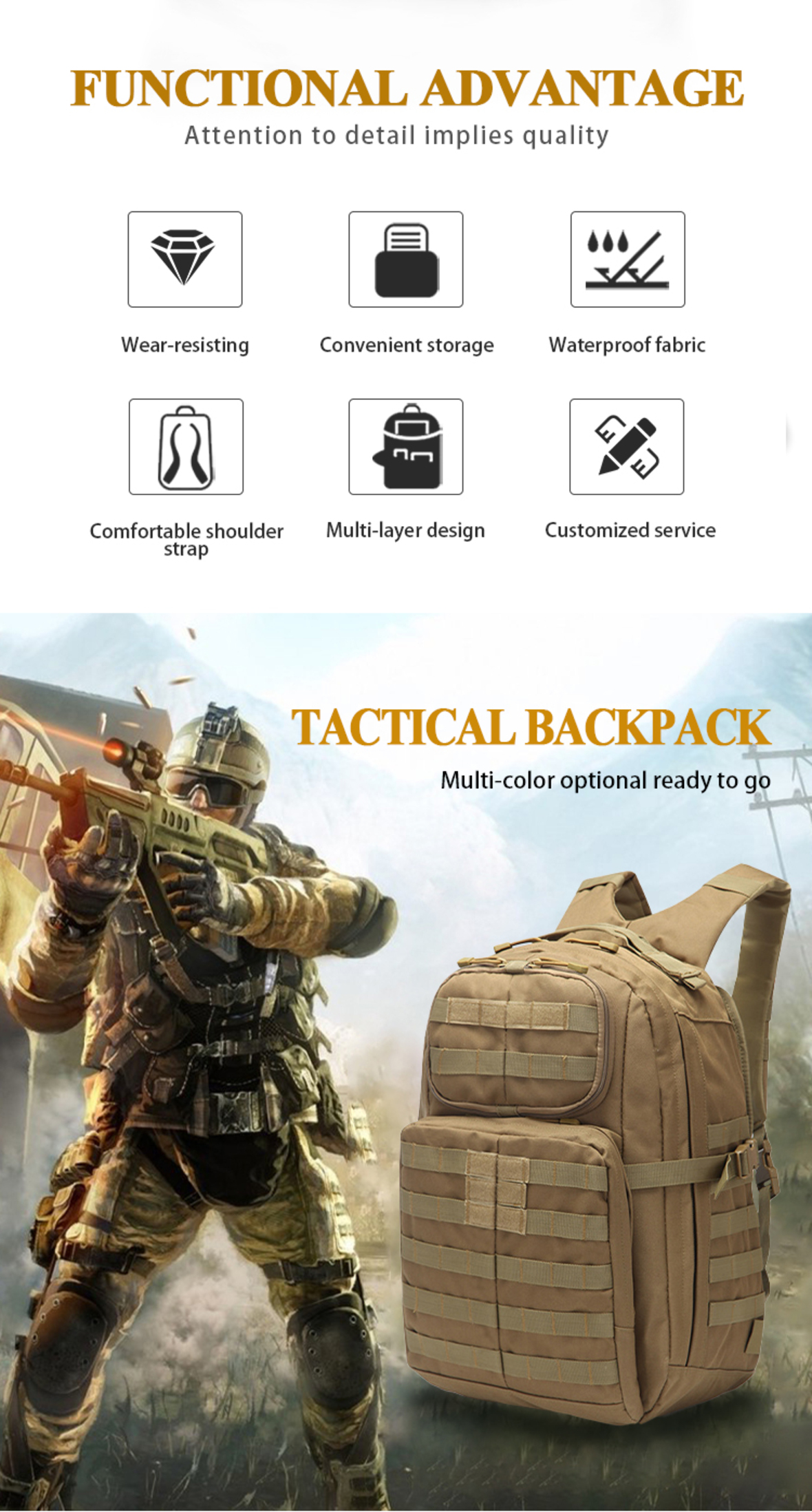 A99 outdoor tactical waterproof large backpack