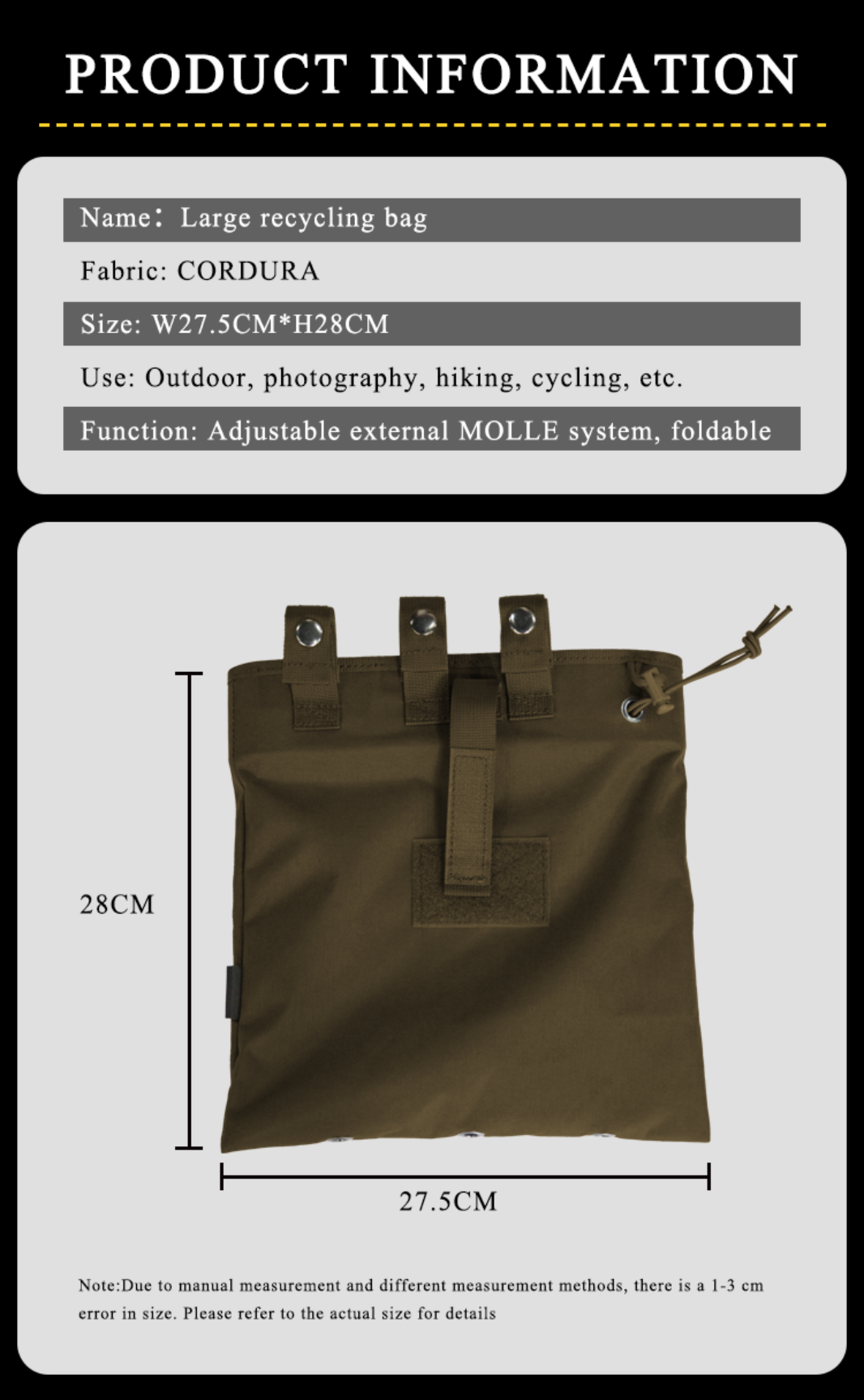 Outdoor Nylon Cordura Molle Tactical Straddle Bag