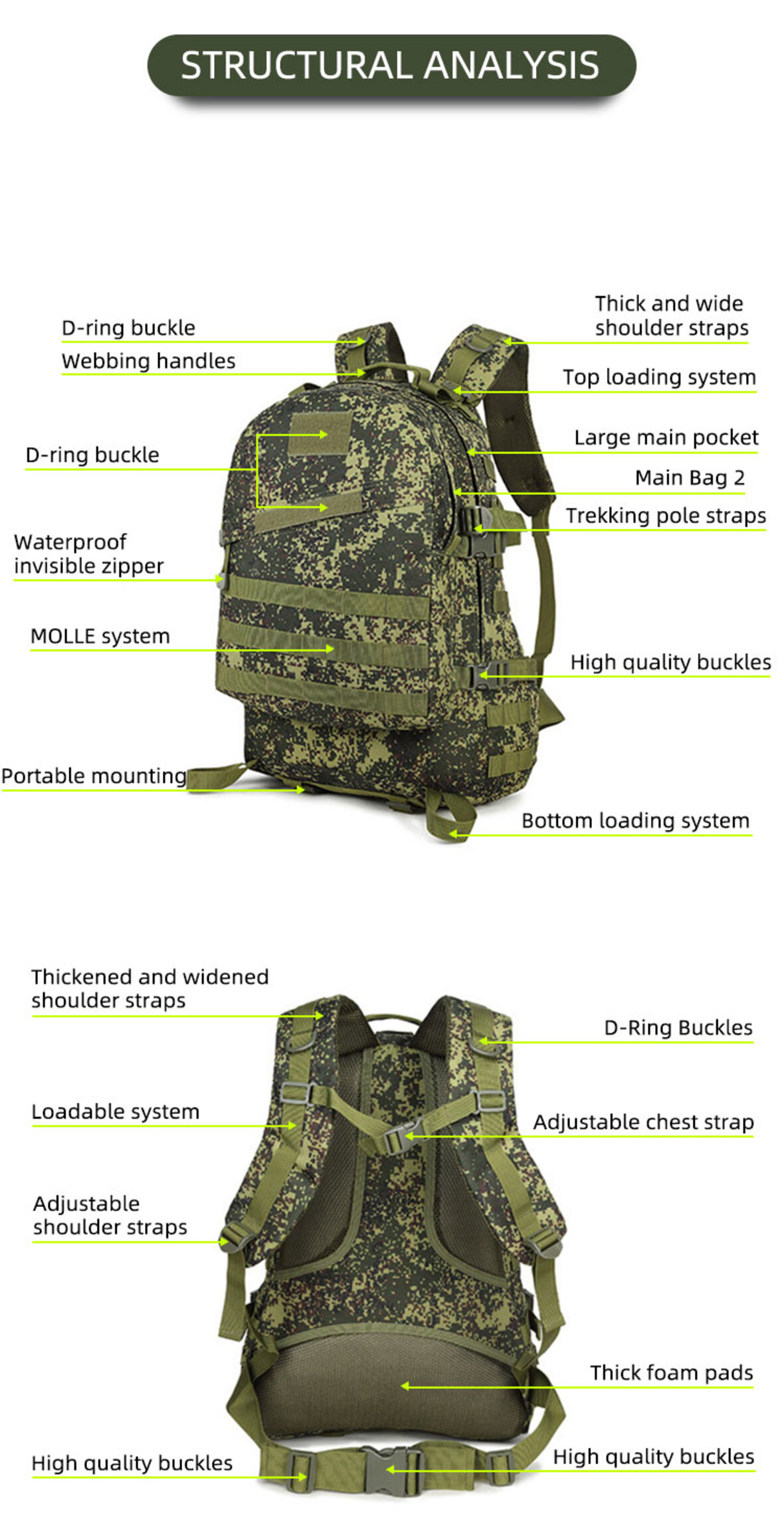 3D nylon outdoor tactical backpack