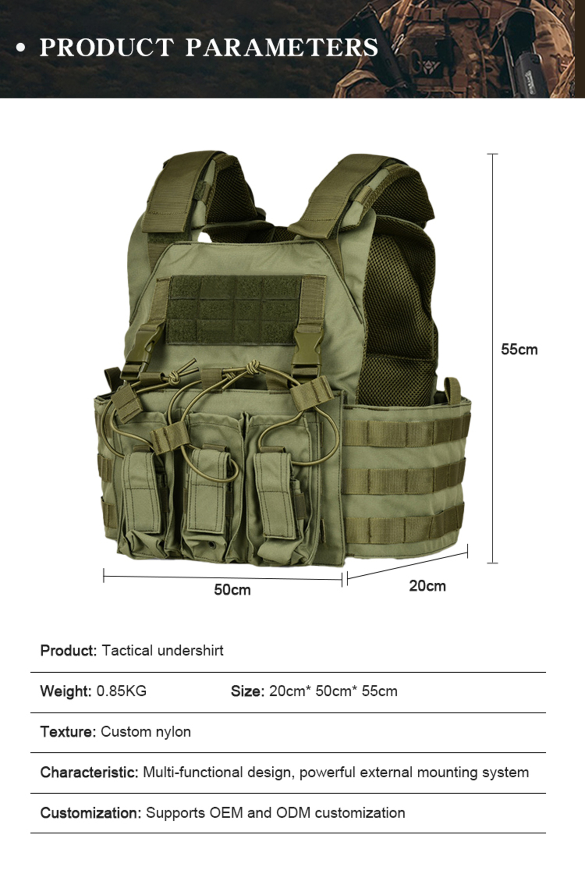 Customized nylon military green tactical vest