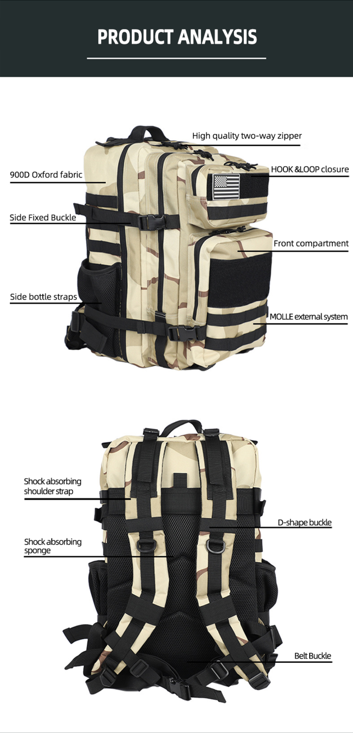 Encrypted Oxford Fabric Tactical Backpack