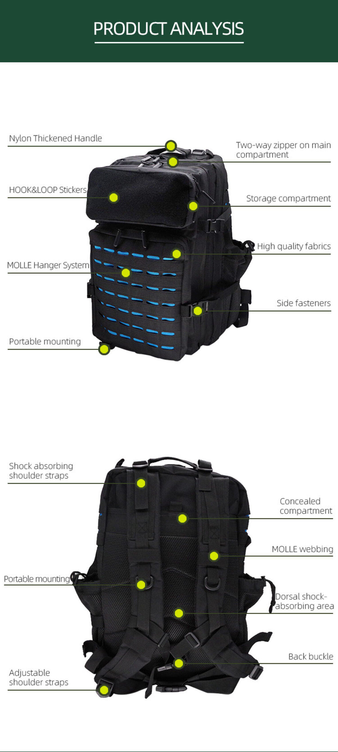 Large capacity casual sports backpack