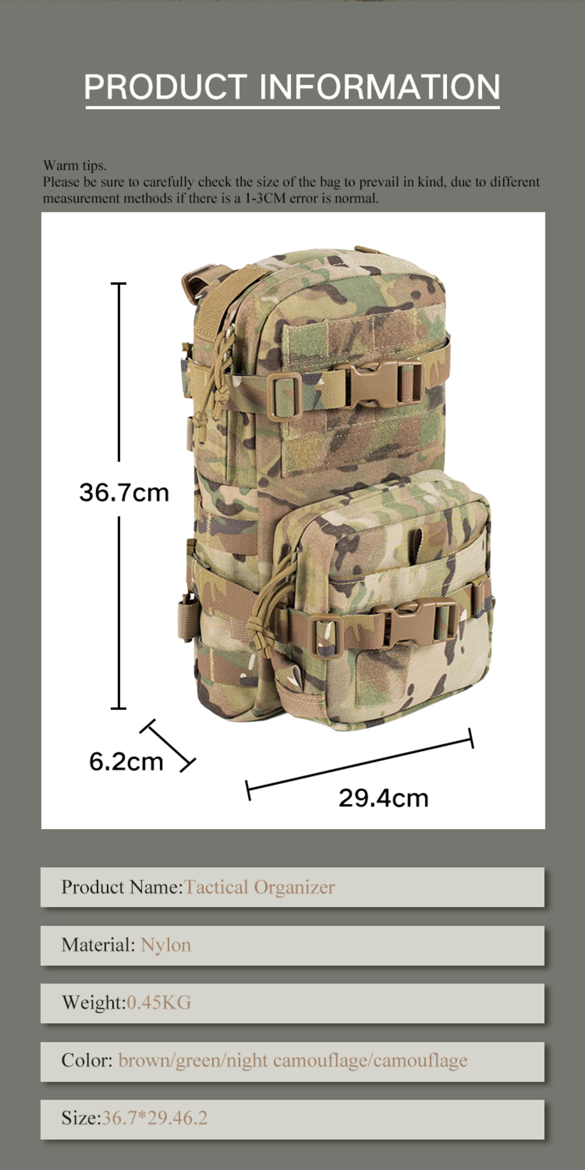 MOLLE accessories tactical storage bag