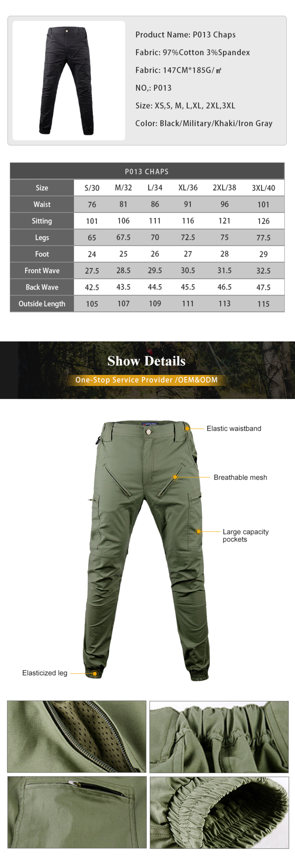 P013 Waterproof Work Pants with Cuffs