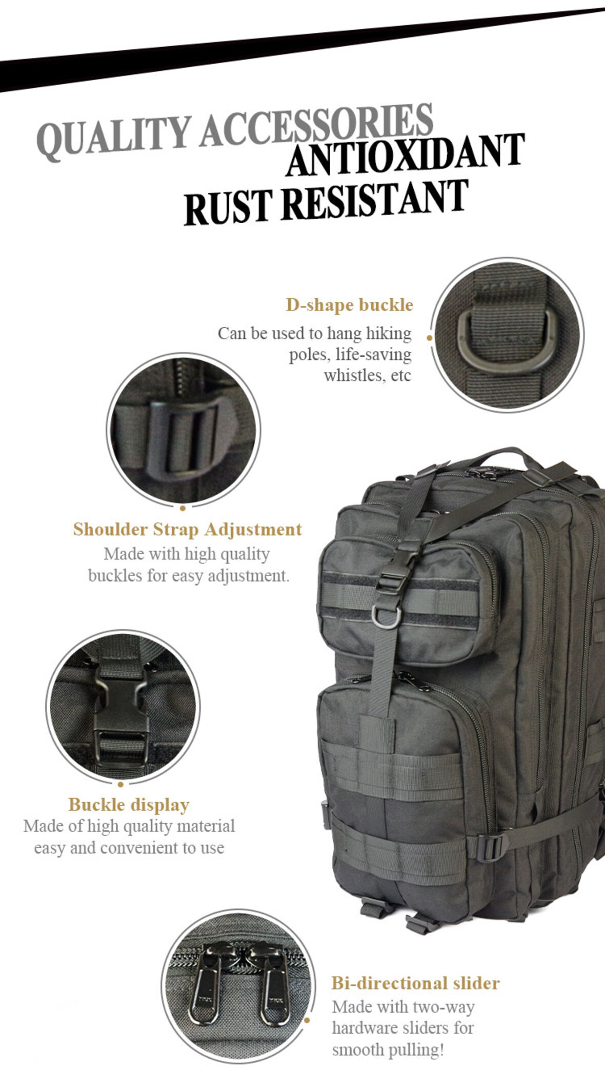 3P Black Tactical Backpack