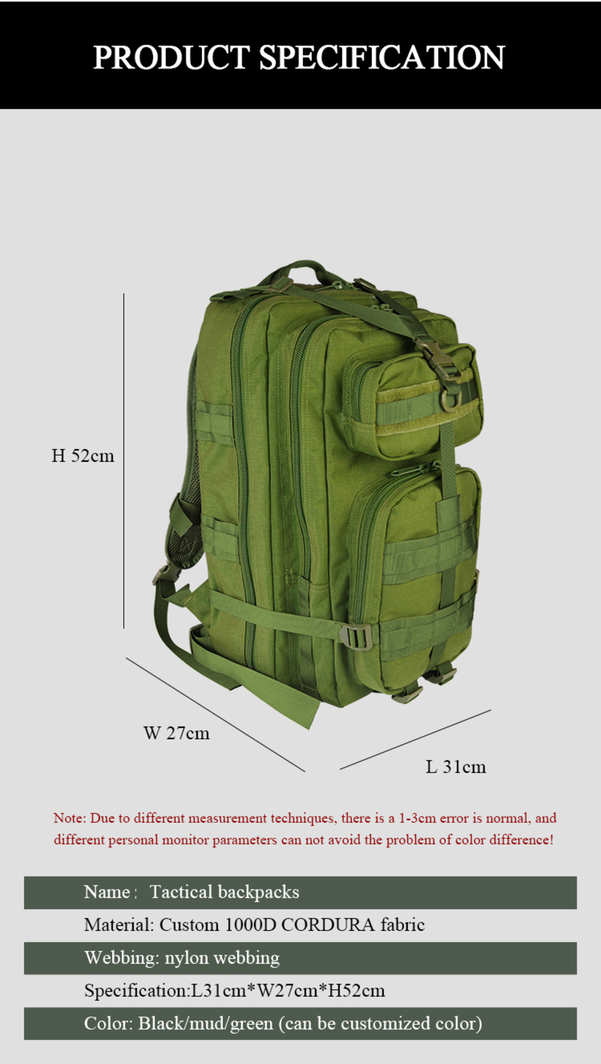 Outdoor travel tactical backpack