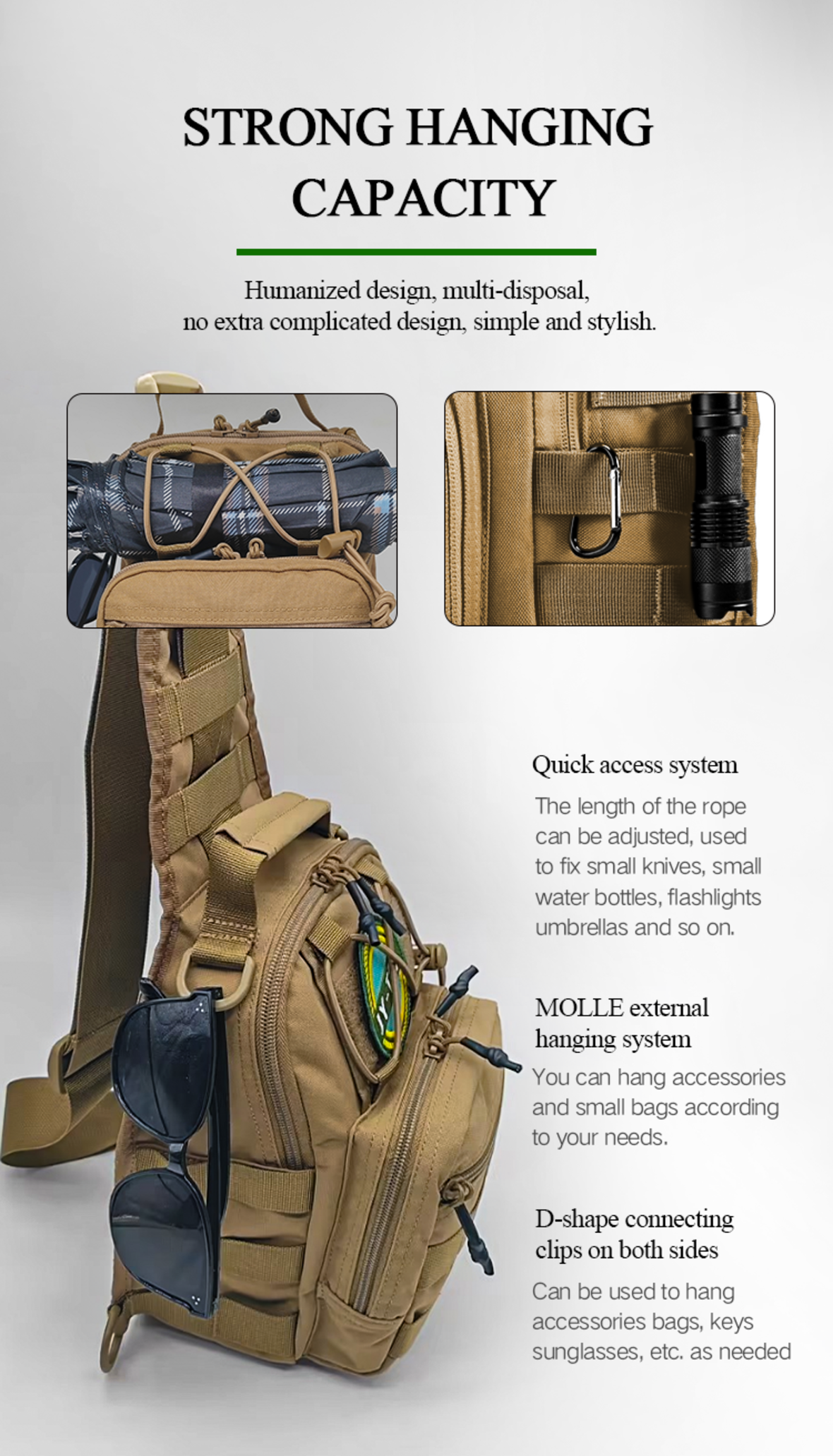 High-end Multifunctional Brown Tactical Crossbody Bag